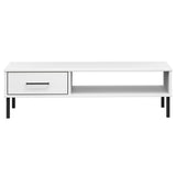 Coffee Table with Metal Legs White Solid Wood Pine OSLO 351038