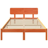 Bed Frame with Headboard Wax Brown 140 x 190 cm Solid Pine Wood 872112