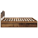 Bed Frame with Headboard Old Wood 200 x 200 cm Solid Pine Wood 3412860