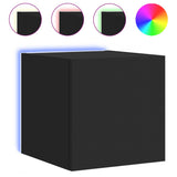 TV Wall Cabinets with LED Lights 2 pcs Black 30.5x35x30 cm 837221