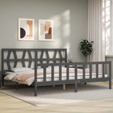 Bed Frame without Mattress Grey 200x200 cm Solid Wood Pine 3192513