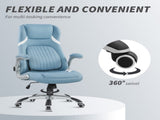 Linen-Look Office Chair, with Adjustable Height and Tension - Blue T3398P377459