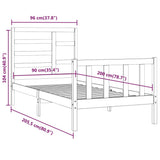 Bed Frame without Mattress 90x200 cm Solid Wood Pine 3107598