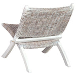 Relaxing Chair White Natural Kubu Rattan and Solid Mahogany Wood 285800