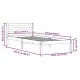 Bed Frame Brown 225.5 x 105.5 x 69.5 cm Solid Pine Wood 869778