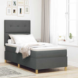 Box Spring Bed with Headboard Dark grey 100 x 200 cm Fabric 3339596