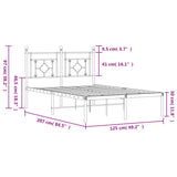 Metal Bed Frame without Mattress with Headboard White 120x200cm 374386