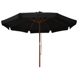 Garden Parasol Black Polyester, Laminated Bamboo, Hardwood Large 47218