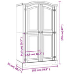 ZNTS Wardrobe Mexican Pine Corona Range 2 Doors White 282620