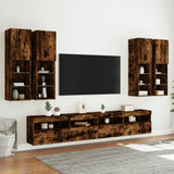 7 Piece TV Wall Cabinet Set with LED Lights Smoked Oak 3216775