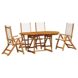 5 Piece Garden Dining Set Solid Wood Acacia and Textilene 3279294