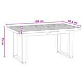 Dining Table NOAIN 160 cm Solid Pine Wood Black Rectangular 42020915