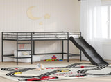 Kids'Loft Bed Frame with Slide Black and Anthracite 42020778