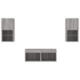 4 Piece TV Wall Cabinets with LED Lights Grey Sonoma 3216574