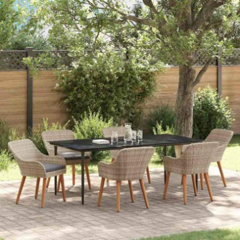 Dining Set Light grey Poly rattan 3261710