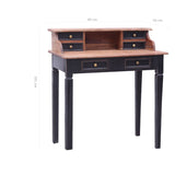 ZNTS Writing Desk with Drawers 90x50x101 cm Solid Mahogany Wood 283910