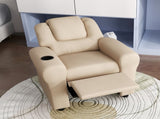 Kids Recliner Chair, PU Leather with Adjustable Backrest, Footrest, Padded Headrest, Beige T3398P347659