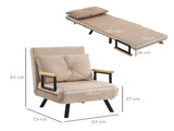 4-in-1 Velvet-Feel Single Chair Bed, with Pillow - Beige T3398P343284