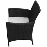 Patio Furniture Black Poly Rattan, Steel, Glass Medium 43130
