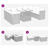 ZNTS 10 Piece Garden Sofa Set with Cushions Brown Poly Rattan Acacia 3326225