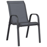 318784 Stackable Garden Chairs 6 pcs Grey Textilene Fabric