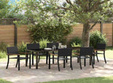 Garden Dining Set 7 pcs Black Powder-Coated Steel 3379420