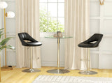 High Top Bar Table, Round Kitchen Table with Tempered Glass Top and Steel Base, Bistro Table for 2 T3398P329457