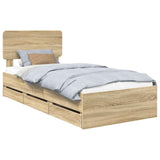 Bed Frame with Drawer Sonoma Oak 75 x 190 cm Engineered Wood 3412236