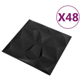 3D Wall Panels 48 pcs 50x50 cm Diamond Black 12 m² 150916