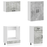 Kitchen Unit LUCCA 8 pcs Concrete Grey Engineered Wood 3438146