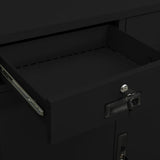Office Cabinet Black Steel Medium Height-Adjustable Shelves 336411