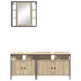 Bathroom Furniture Set with Shelf 3 pcs Brown Engineered wood 3345147
