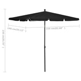 Garden Parasol with Pole 210x140 cm Black 315549