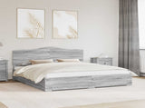 Bed Frame with Drawer Grey Sonoma 200 x 200 cm Engineered Wood 3413567