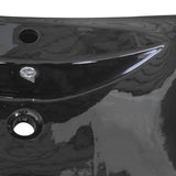 Black Luxury Ceramic Basin Rectangular with Overflow & Faucet Hole 140689