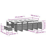 15 Piece Garden Dining Set with Cushions Brown Poly Rattan 3210633
