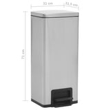 Dustbin with Pedal Anti-fingerprint 30L Silver Stainless Steel 149571