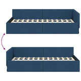 Corner Bed Frame with Headboard Blue 90 cm x 190 cm Velvet 42016042