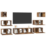 TV Cabinet Set Wall-mounted 8 pcs Old Wood Engineered Wood 3393153