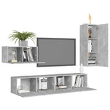 4 Piece TV Cabinet Set Concrete Grey Engineered Wood 3079098