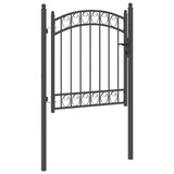 Fence Gate with Lock Grey 125 x 100 cm Powder-coated steel 42008973