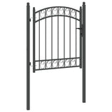 Fence Gate EMMEN 125 x 100 cm Powder-coated steel Grey Lockable 42008973