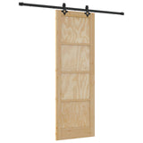 Sliding Door Natural and Black 73.5 x 211 cm Solid Pine Wood 3445513