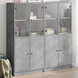 Bookcase with Doors Concrete Grey 136x37x142 cm Engineered Wood 3206527