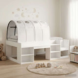 Bed Frame with Tunnel with Shelf 3 pcs White Engineered Wood 3423635