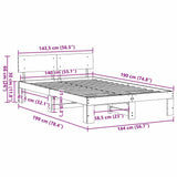 Bed Frame with Headboard Natural 140 x 190 cm Solid Pine Wood 872656