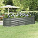 Garden Raised Bed Galvanised Steel 322x100x68 cm Grey 319069