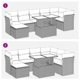 8 Piece Garden Sofa Set with Cushions Brown Poly Rattan Acacia 3326205