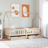 Kids Bed Frame with Drawers without Mattress 90x190 cm Single Solid Wood 3302038