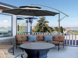 2.7m Garden Banana Parasol Cantilever Umbrella with Crank Handle, Double Tier Canopy and Cross Base T3398P314158
